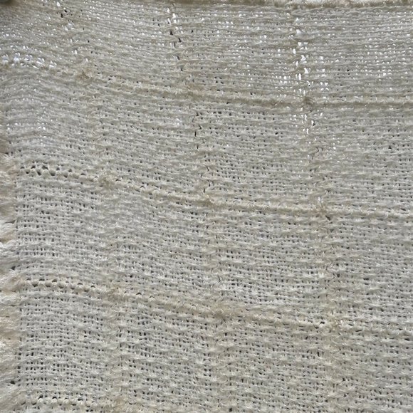 Vintage Baby Blanket Julius Berger Crochet Knit Ivory - Picture 3 of 8